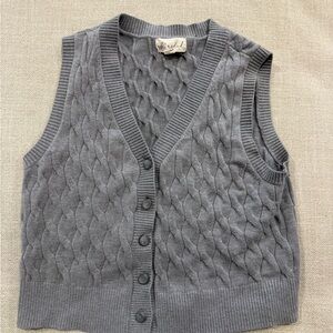 Gray Cable Knit Sweater Vest